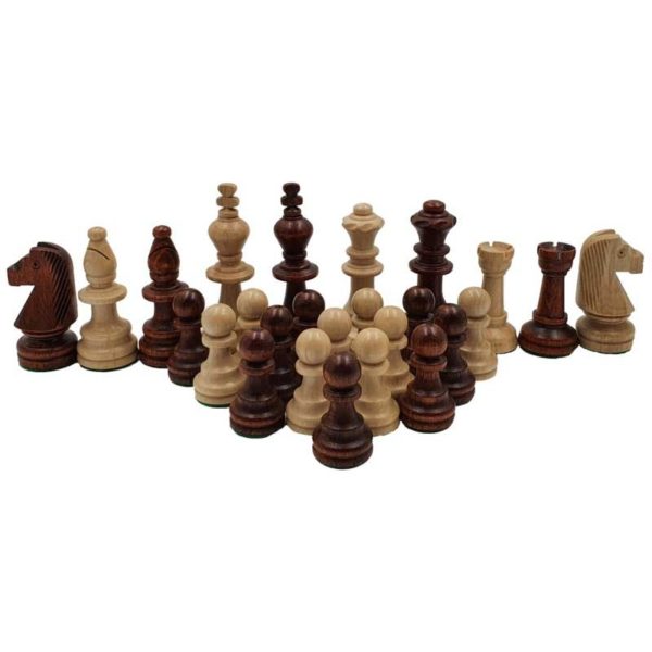 Pions Echecs en bois massif (Hêtre) - Feutrés et plombés - Taille 5 (Roi 9 cm)